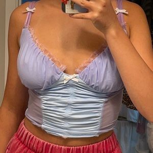 Blue and Purple Mesh / Ruffled Tank